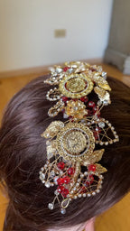 Yafa Gold and Red Beads headband