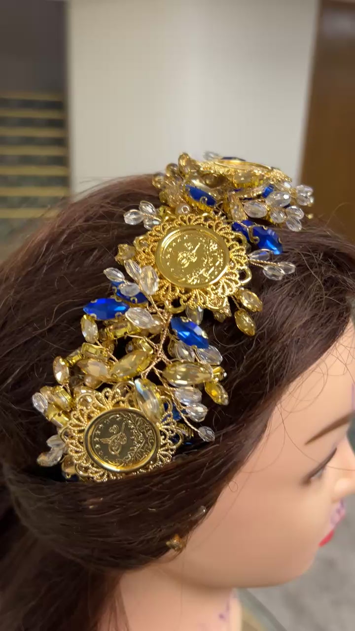Ras Suneisil luxury Gold and blue headpiece