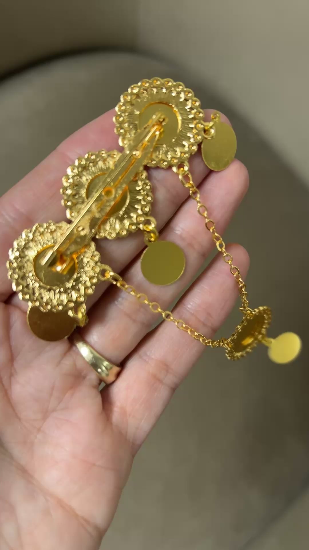 Bourj El-Shemali Traditional Pin/ Brooch 21k Pleated