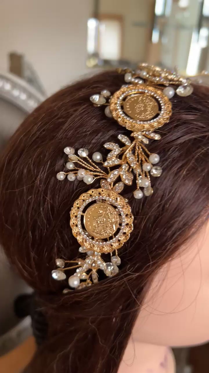 Tayyiba five coins Pearls headpiece