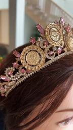 Nabi Ilyas soft pink five coins crown