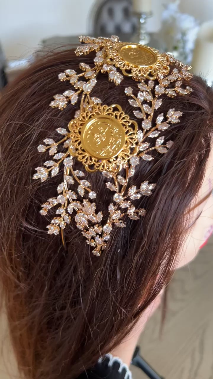Nablus II wide three coins headband