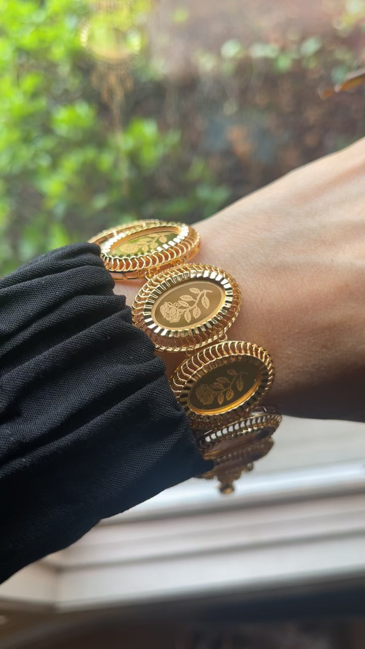 Al-Birah mini Coins 21K pleated gold Bracelet