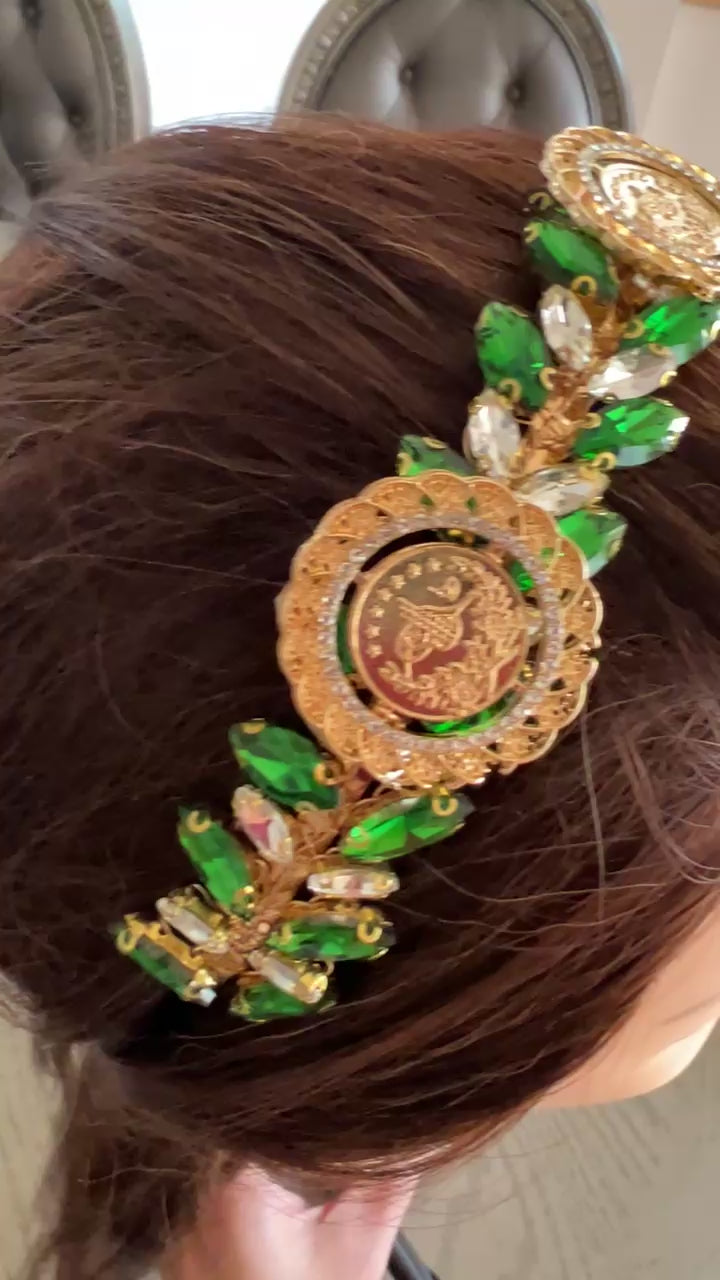 Dayr Tarif II Gold and Green headband