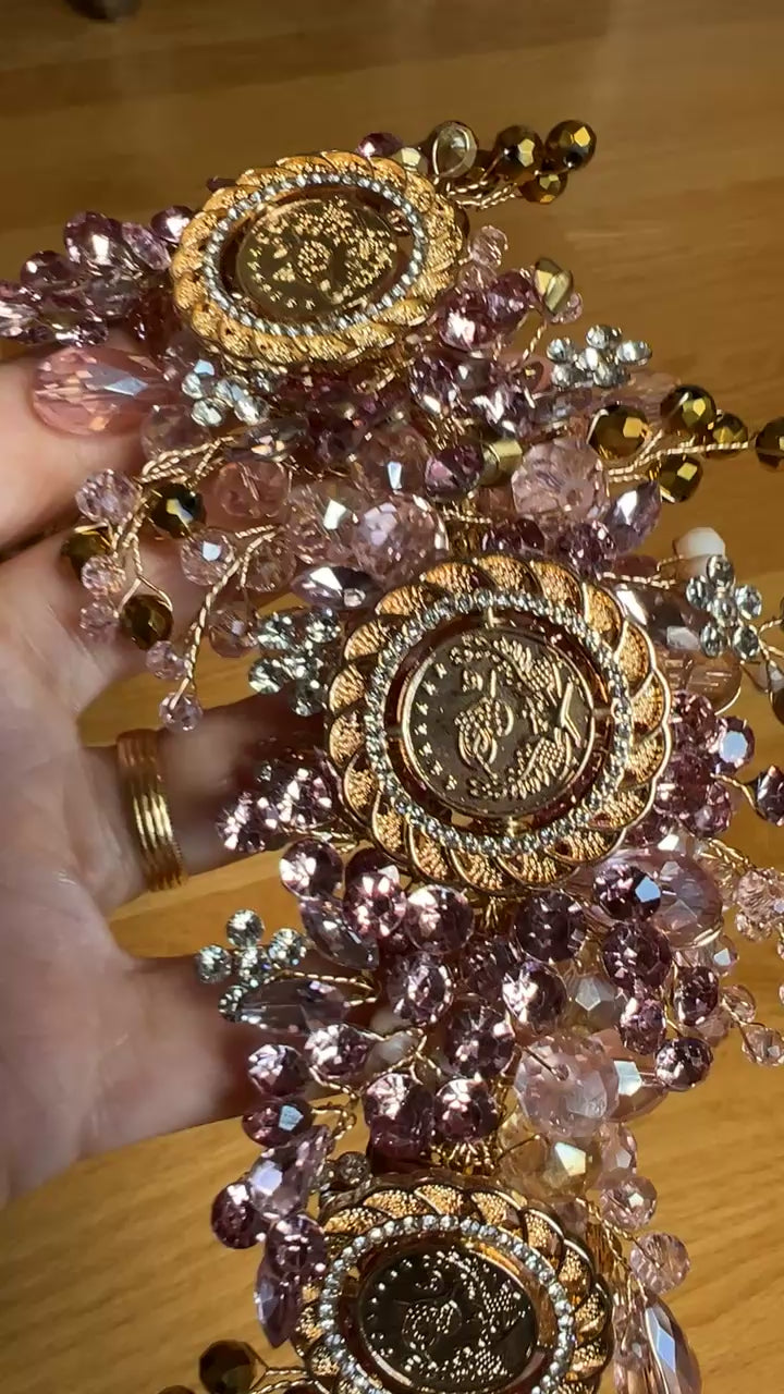 Ammuriya II pink/purple five coins headpiece