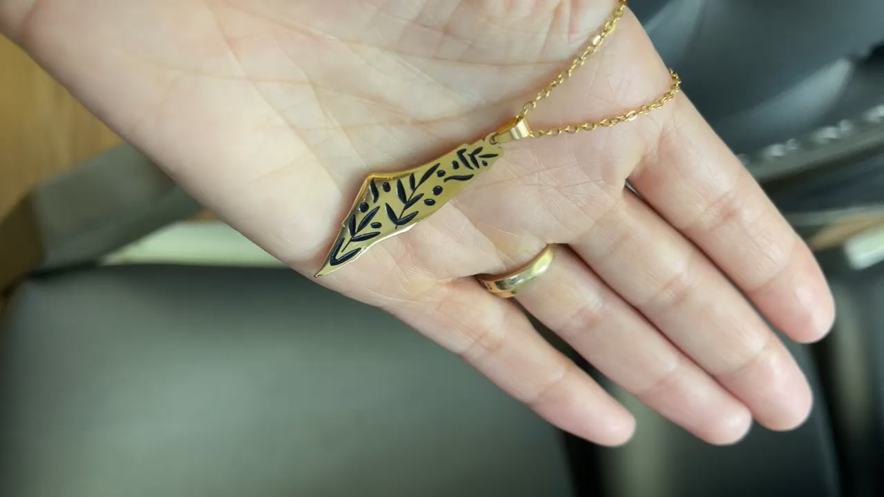 Palestine Map and Olive Leaves Gold