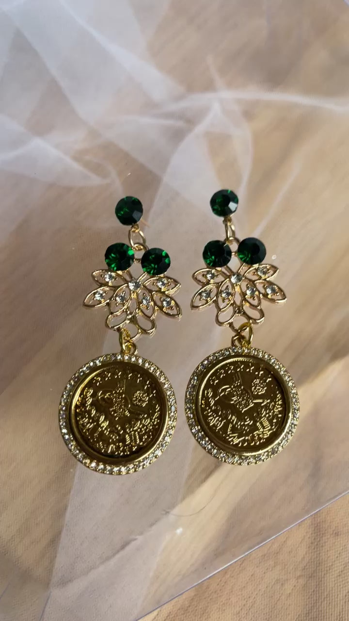 Kafr Malik Green Gold lira earrings