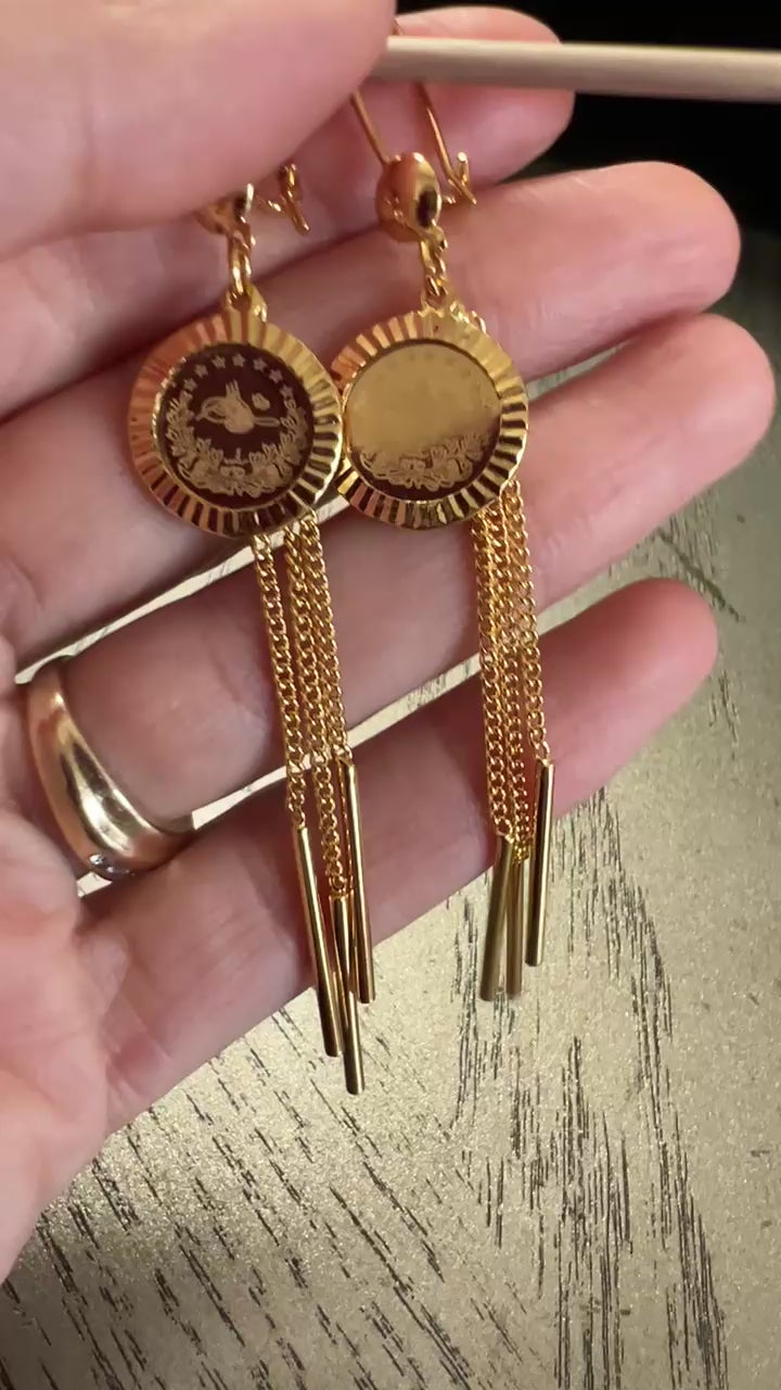 Kafr Malik II long coins earrings