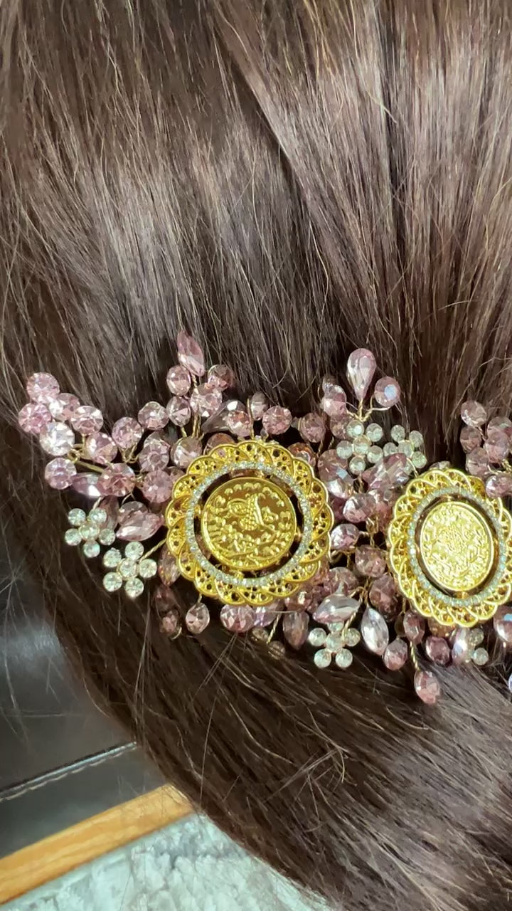 Ammuriya pink/purple four coins headpiece