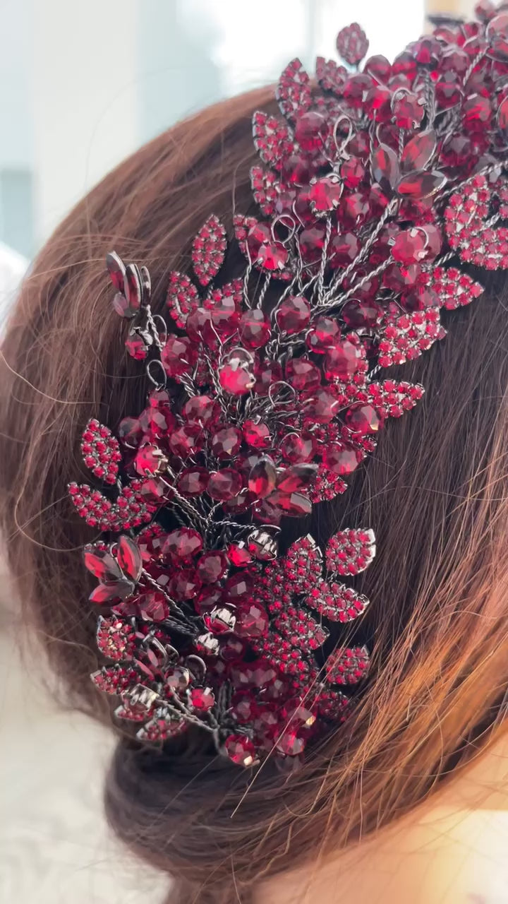 Tulkarm Burgundy beads and crystals headpiece