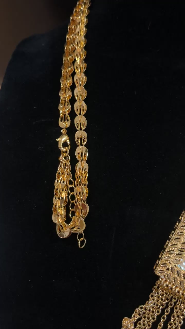 Qabatya Pleated Gold Necklace