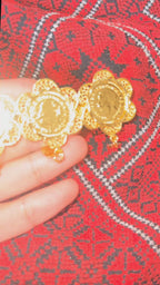 Ramallah three coins 21K Pleated Brooch