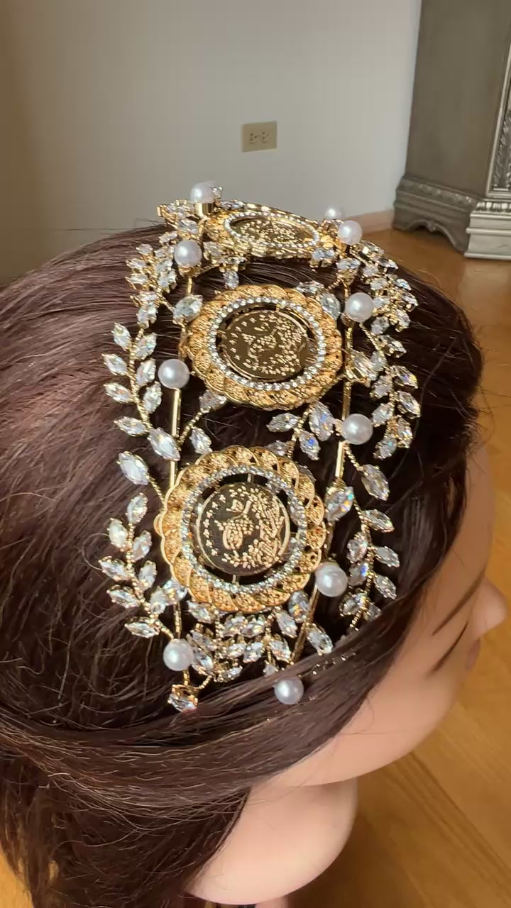 Jineen pearls five coins headband