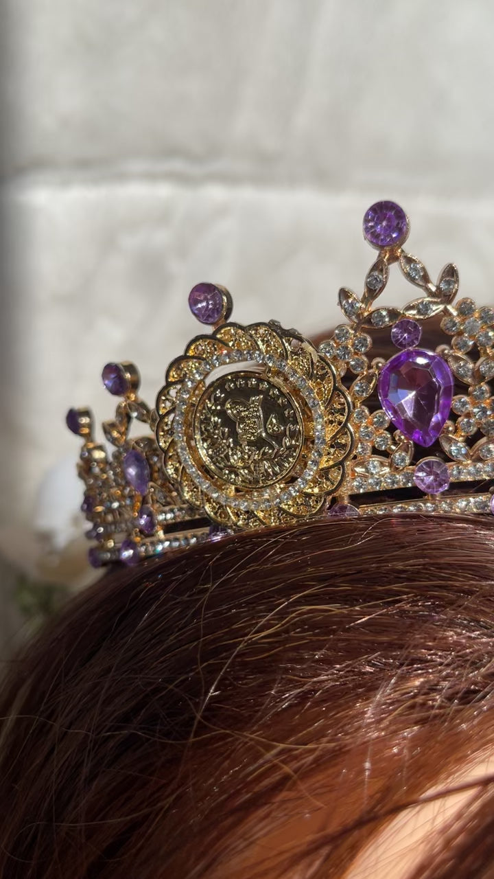 Akka Purple Gold Henna Crown