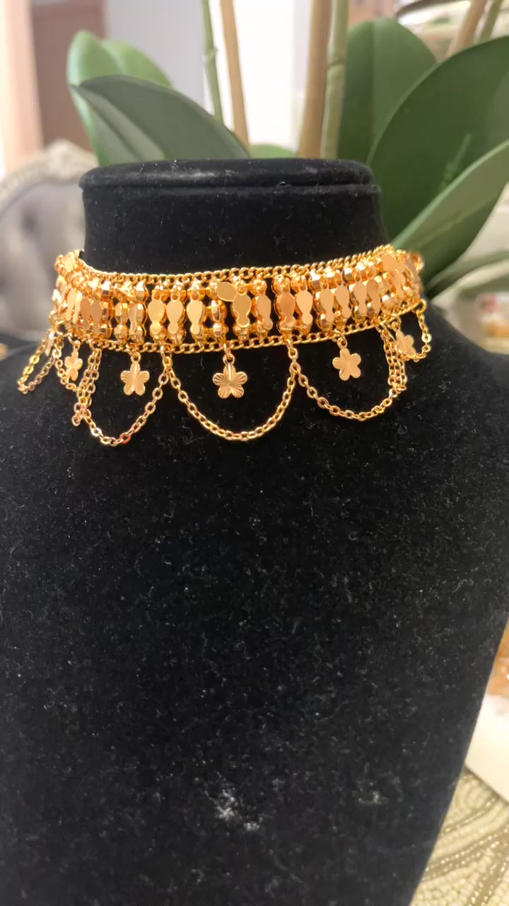 Rafah Gold Pleated choker