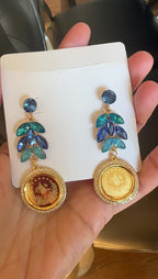 Bal'a blue shades stud coin earrings