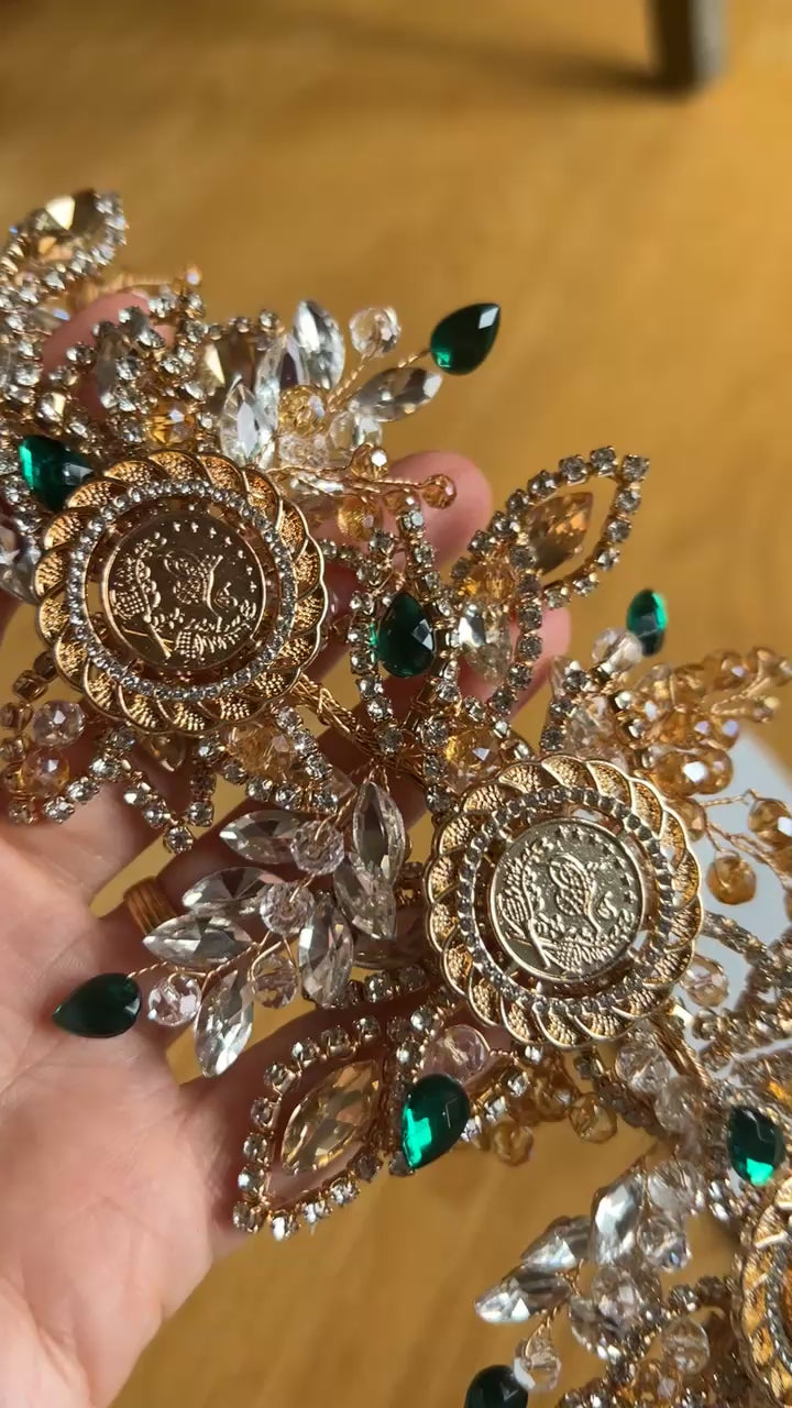 Al-Birwa Gold-Green five coins headpiece