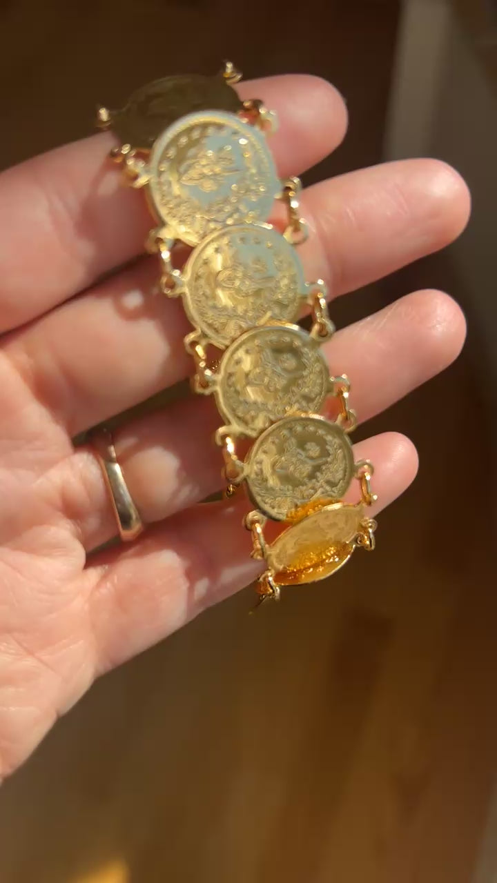 Ein-Yabrud 18K pleated Gold Stack lira bracelet