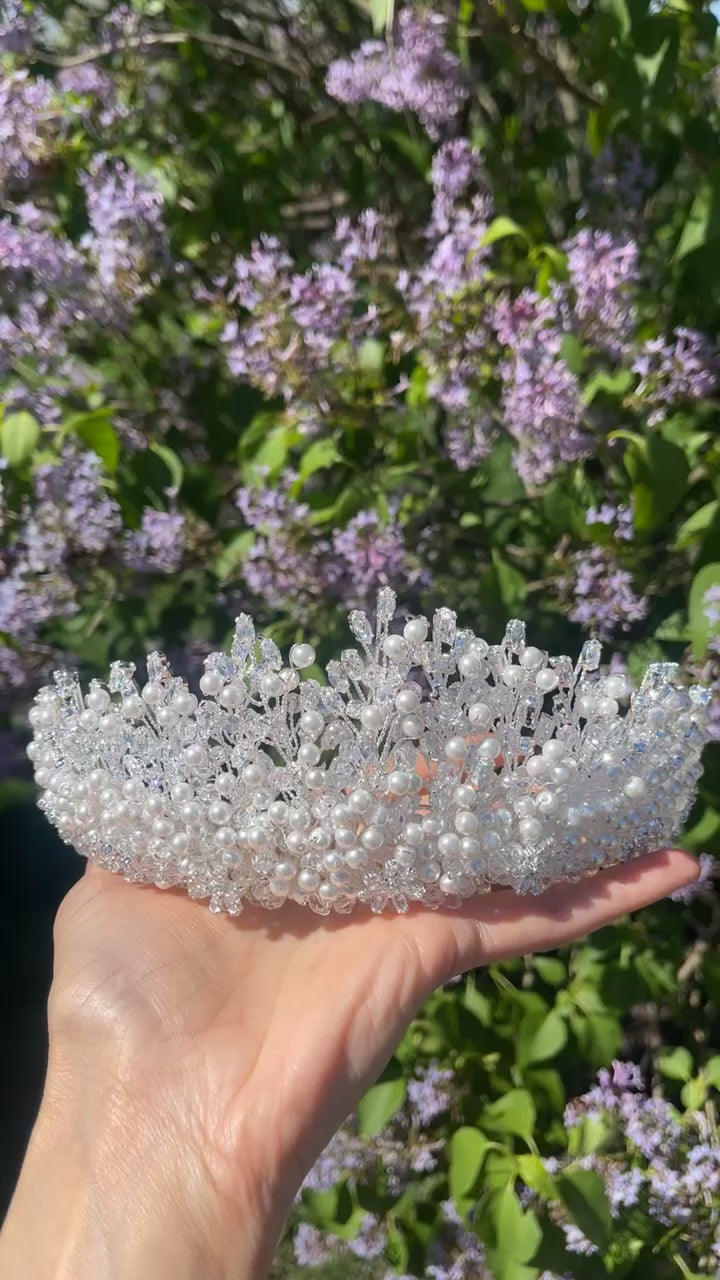 Turmusaya Bridal pearls wedding crown