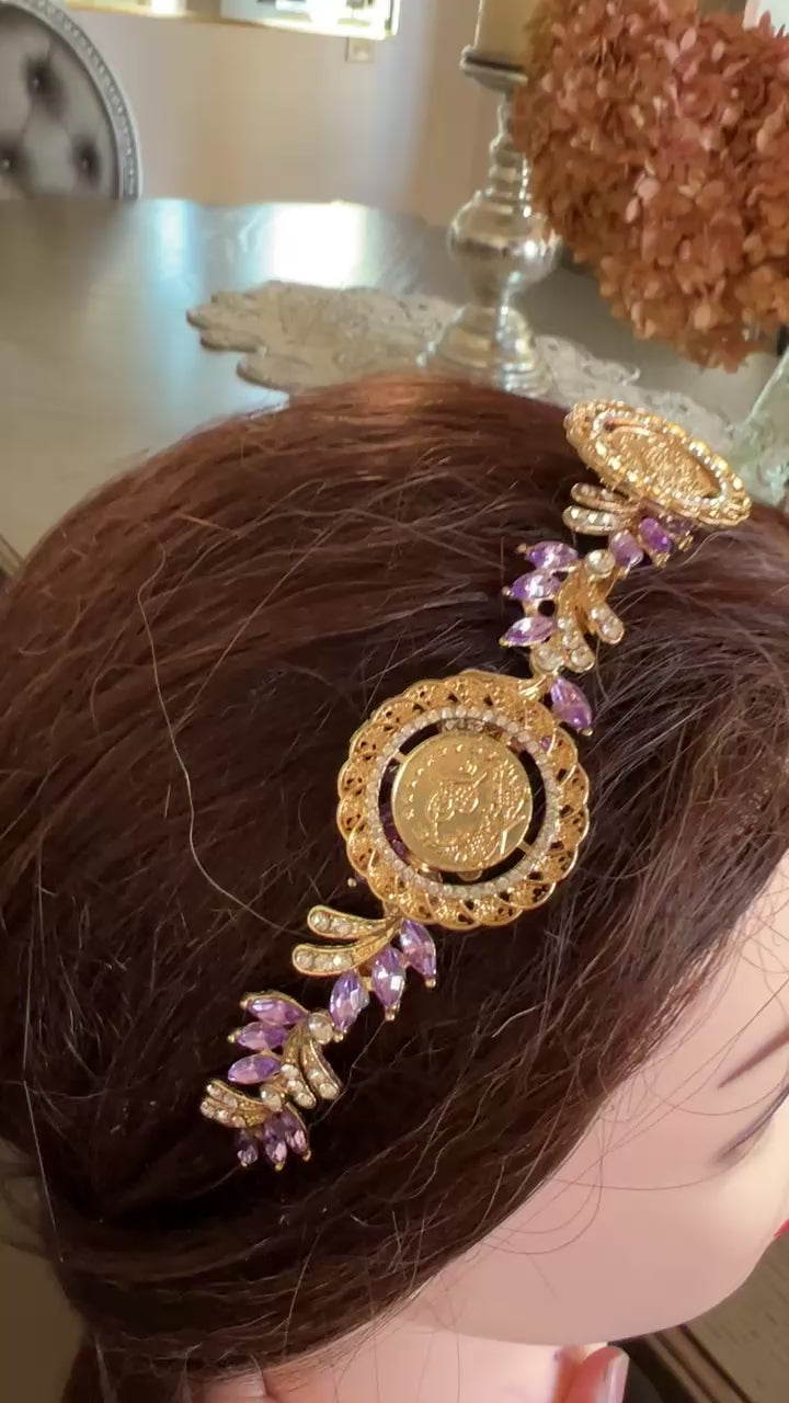 Hamama Purple three coins headband