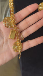 Burj al-Barajneh 24k Pleated Gold Necklace and Bracelet set