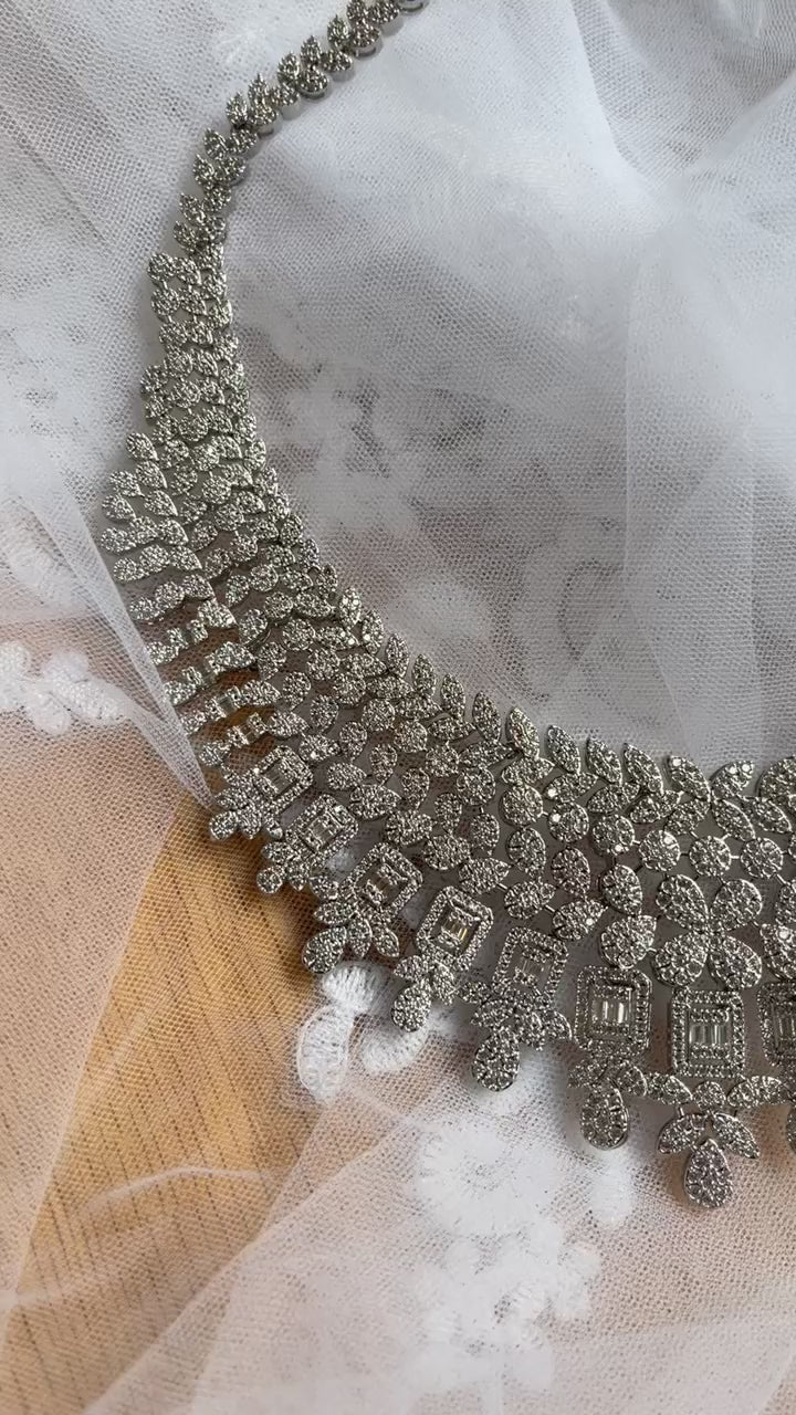Ramallah luxury Bridal accessories set crystal and silver