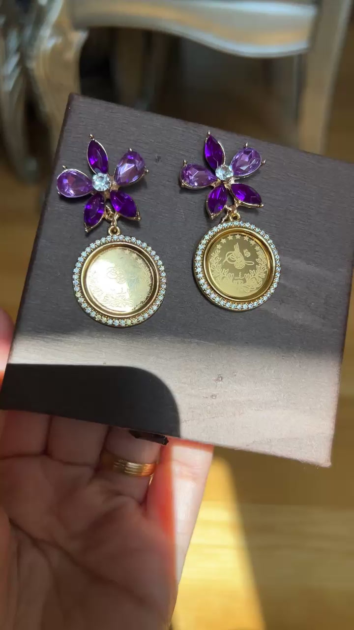 Bayt Jirja Purple Flower earrings