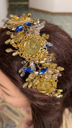 Ras Suneisil luxury Gold and blue headpiece