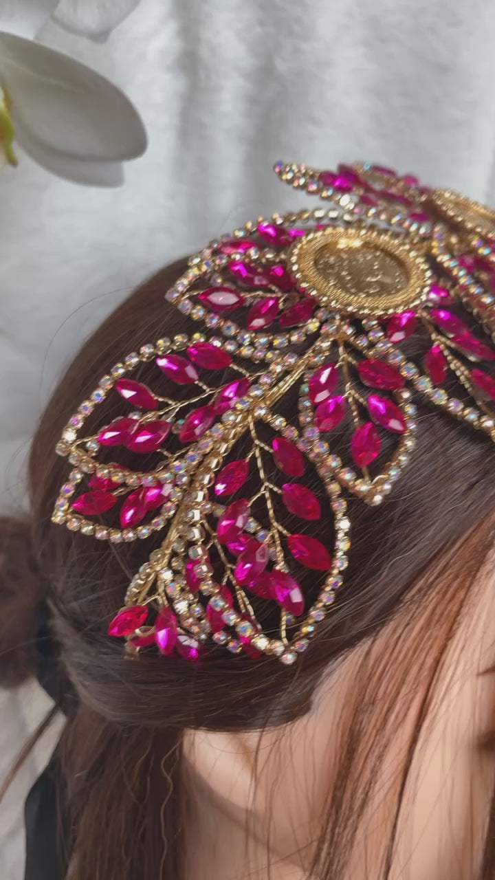 Beit Lahia pink fushia gold headband
