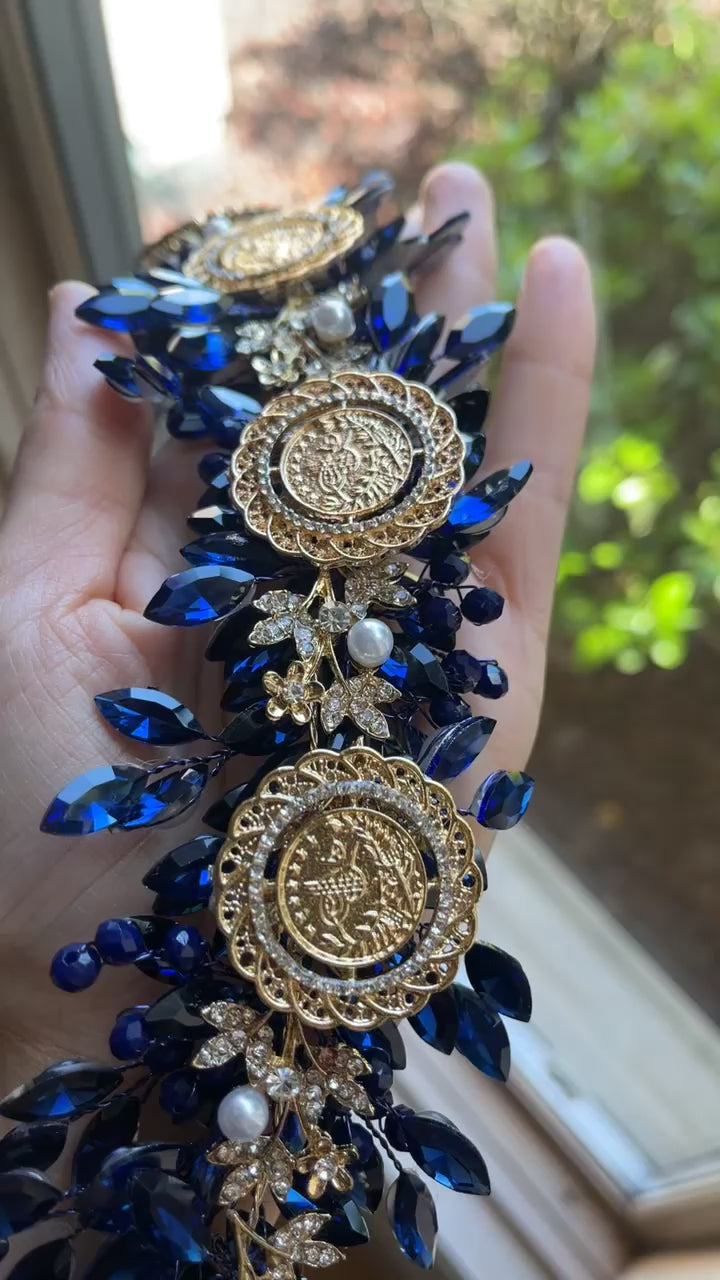 Nablus Five Coins Blue Headpiece