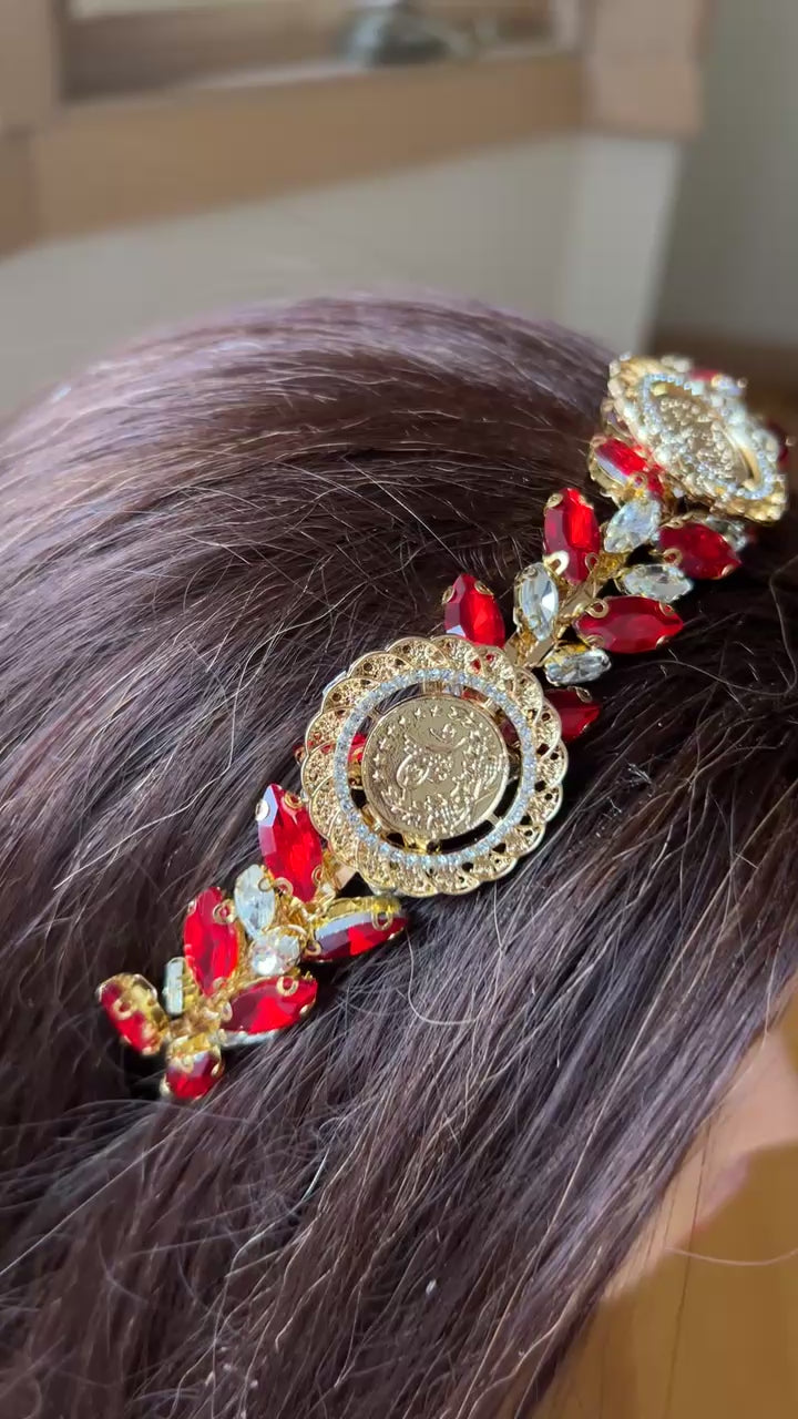 Dayr Tarif II Gold and red headband