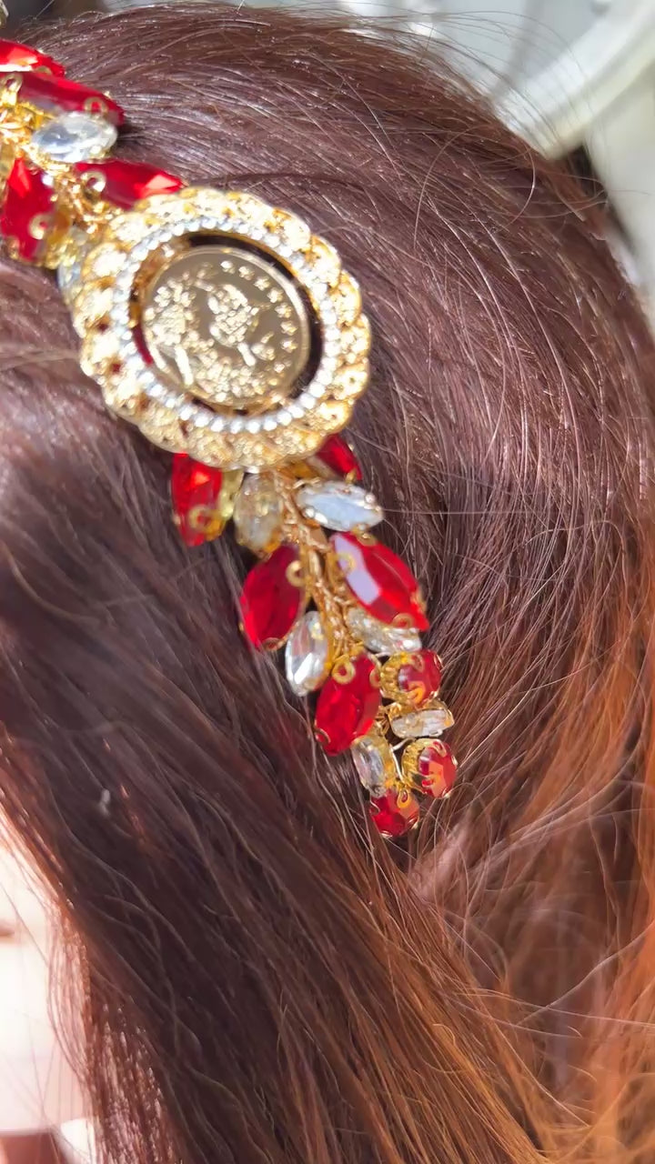 Dayr Tarif II Gold and red headband
