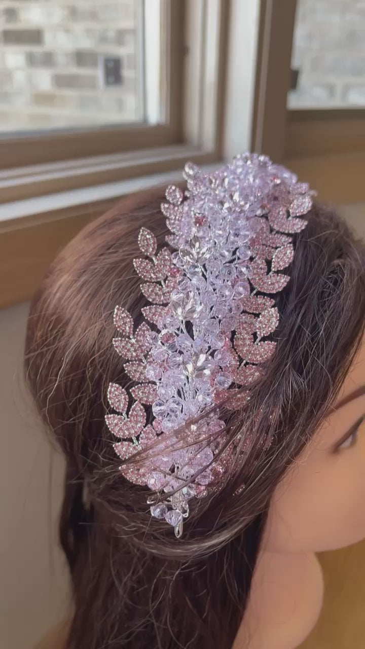 Idna pink crystal headpiece