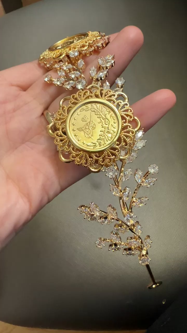 Marah Ma'ala three coins gold and crystal headband