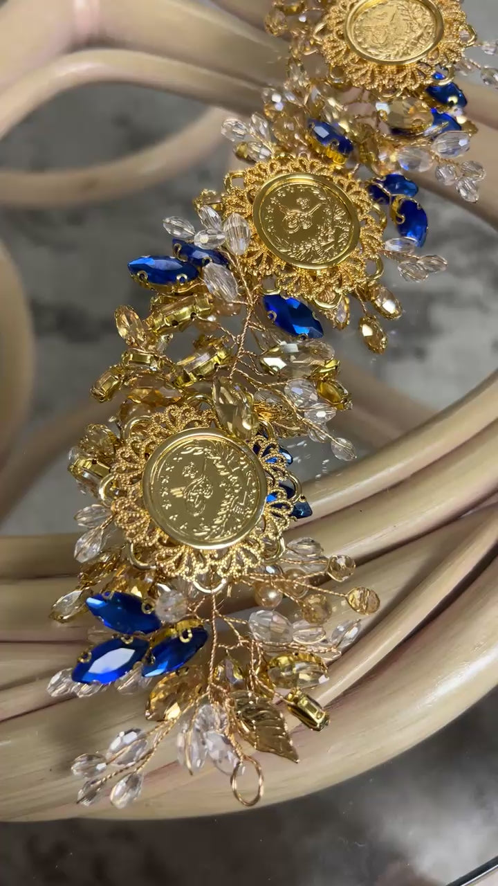 Ras Suneisil luxury Gold and blue headpiece