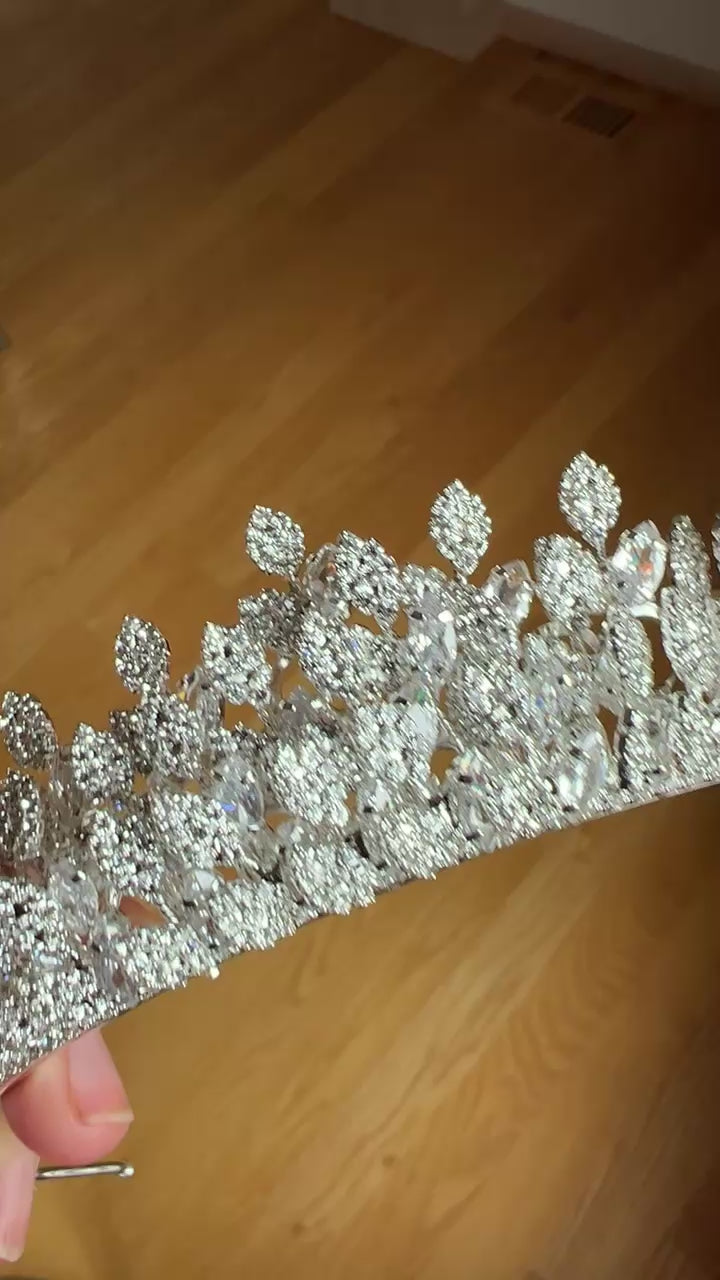 Kafr Sumei silver zircon stone wedding tiara