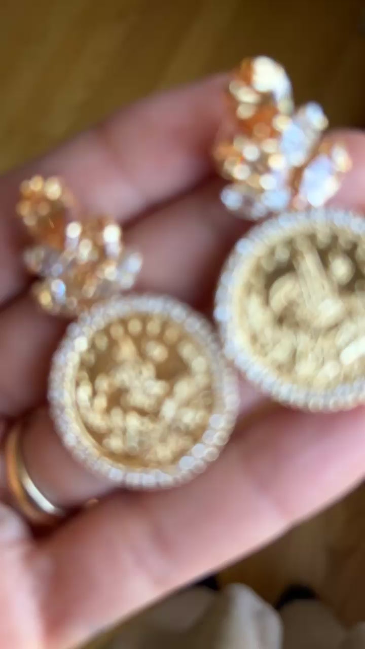Masafer Yatta II honey / Gold luxury headpiece with matching earrings