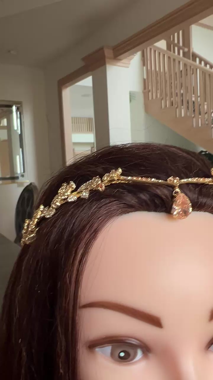 Al-Mas'udiyya Honey Zircon Stone Gold Plated headpiece