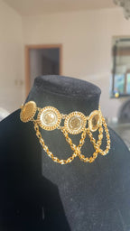 Gold Coin Statement Choker Necklace