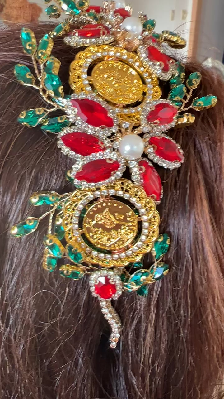 Kh. Bayt Ta'mir Red and Green five coins headband