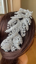 Bureij white crystal bridal headpiece