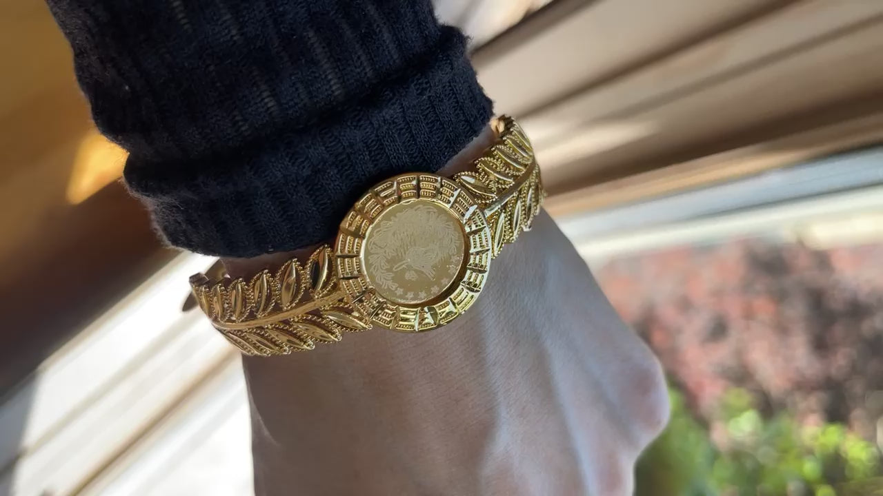 Yata pleated gold coin bracelet