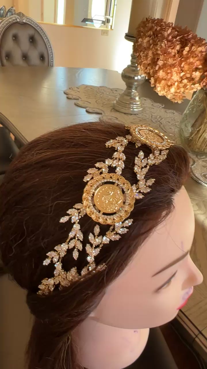 Al-Mansheya three coins crystal headpiece
