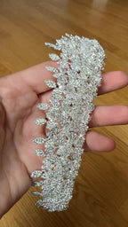 Yafa Zircon Stone Big Size Bridal Crown - Silver