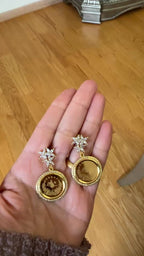 Yasur II three flowers crystal studs earrings