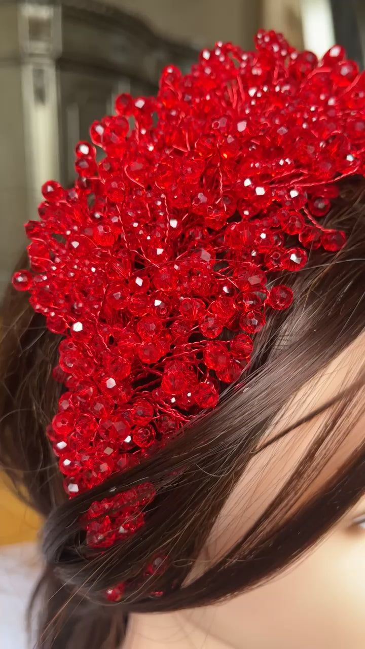 Aqqaba Red crystal headpiece