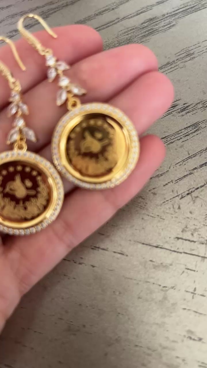 Turmussaya II crystal and coin earrings