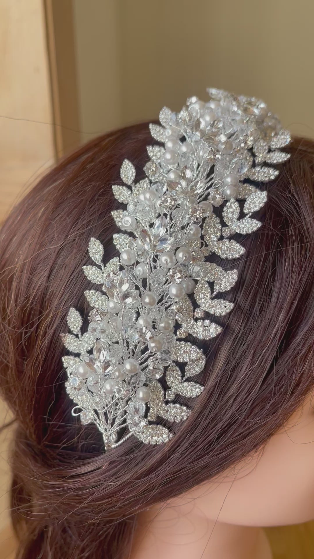 Nur Shams bridal pearls crystal headpiece