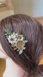 Ya'bad mini coin Green-Gold hair clip