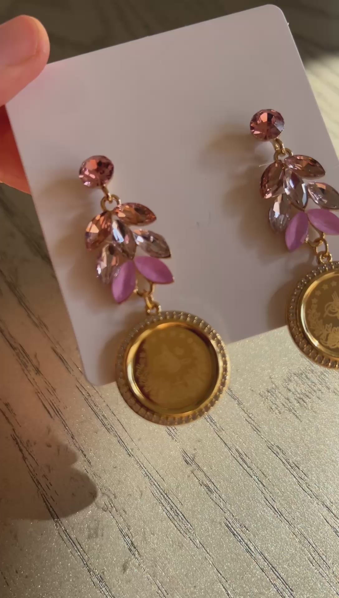 Kawkaba shades of Pink coin earrings